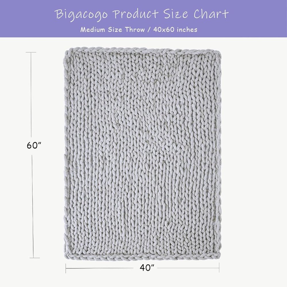 Chunky Knit Throw Blanket for Couch, 40x60 inches - Picture 4 of 8
